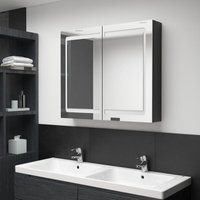 LED-Spiegelschrank, Badschrank mit Spiegel, Badezimmerschrank fürs Bad Glänzend Schwarz 80x12x68 cm KLI20920 Maisonchic von MAISONCHIC
