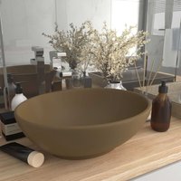 Maisonchic - Luxuriöses Ovales Waschbecken Aufsatzwaschtisch Waschschale für Badezimmer Matt Creme 40x33 cm Keramik DE84938 von MAISONCHIC