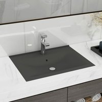 Luxus-Waschbecken Aufsatzwaschtisch Waschschale für Badezimmer mit Hahnloch Matt-Dunkelgrau 60x46 cm Keramik DE33938 von MAISONCHIC