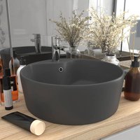 Luxus-Waschbecken Aufsatzwaschtisch Waschschale für Badezimmer mit Überlauf Matt Dunkelgrau 36x13 cm Keramik DE72644 von MAISONCHIC