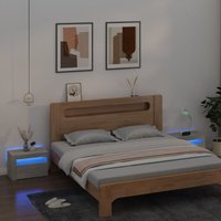 2 Stk.Nachttisch,Nachtschrank,Beistelltisch mit LEDs Betongrau 60x35x40 cm -51289 - Grau von MAISONCHIC