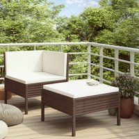 2-tlg. Garten-Lounge-Set Gartenmöbel-Set Terrassen-Sitzgruppe mit Auflagen Poly Rattan Braun ZDEH83168 Maisonchic von MAISONCHIC