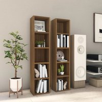 2er Set CD-Regale Bücherregale Küchenregale Regale für Wohnzimmer Büro und Flur Braun Eichen-Optik 21x16x93,5 cm Holzwerkstoff DE70466 von MAISONCHIC