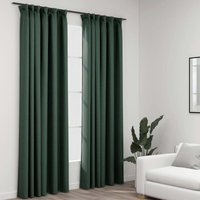 Maisonchic - 2er-Set Verdunkelungsvorhänge,Verdunkelung Gardinen,Thermovorhänge Haken Leinenoptik Grün 140x245 cm CCA791199 von MAISONCHIC