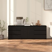 Maisonchic - 3-tlg. Sideboard, Küchenschrank, Beistellschrank, Kommode mit Schubladen Schwarz Holzwerkstoff LLLA407865 von MAISONCHIC