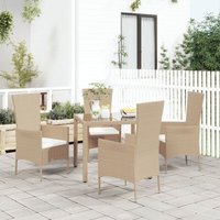 4er Set Gartenstühle Gartensessel mit Kissen Stühle für Garten Terrasse Balkon Poly Rattan Beige DE21481 von MAISONCHIC