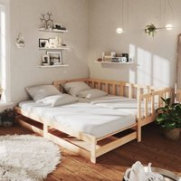Ausziehbares Tagesbett Doppelbett Bett für Schlafzimmer 2x(90x200) cm Massivholz Kiefer DE45883 von BONNEVIE