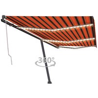 Maisonchic - Automatische Markise mit led & Windsensor Sonnenmarkise Sonnenschutz Terrasse Balkon 600x300 Orange/Braun RGDCH947811 von MAISONCHIC