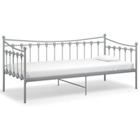 Bettrahmen Einzelbett,Schlafsofa Bettgestell Grau Metall 90x200 cm Bonnevie 25686 von BONNEVIE