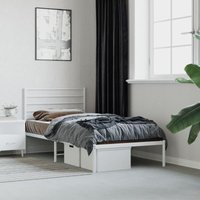 Maisonchic - Bettgestell mit Kopfteil, Einzelbett, Bettrahmen, Schlafzimmerbett Metall Weiß 90x190 cm LLLA263464 von MAISONCHIC