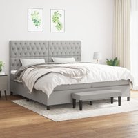 Boxspringbett mit Matratze Doppelbett Bett für Schlafzimmer Hellgrau 200x200 cm Stoff DE18563 von MAISONCHIC