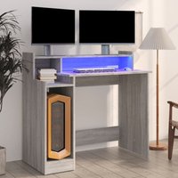 Computertisch,Schreibtisch,Bürotisch mit LEDs Grau Sonoma 97x45x90 cm Holzwerkstoff VMEC820146 Maisonchic von MAISONCHIC
