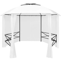 Maisonchic - Gartenzelt Garten-pergola Gartenpavillon Outdoor Partyzelt mit Vorhängen 360x312x265 cm Weiß 180 g/m² XDGN351223 von MAISONCHIC