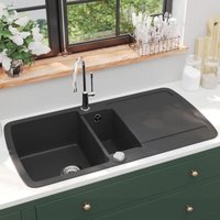 Maisonchic - Küchenspüle Granit Spülbecken Doppelbecken Modern Design Schwarz DE95622 von MAISONCHIC