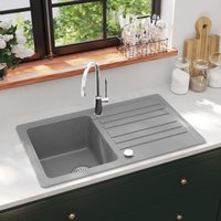 Maisonchic - Küchenspüle Granitspüle Spülen mit 1 Becken Spülbecken mit Abtropffläche Reversibel Grau DE26697 von MAISONCHIC