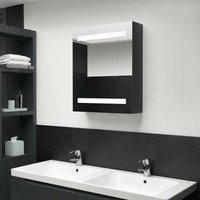 Bonnevie - LED-Bad-Hängeschränke - Badezimmer Spiegelschrank Glänzendes Schwarz 50x14x60 cm -BNC16820 - Schwarz von BONNEVIE