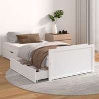 Massivholzbett mit Schubladen Einzelbett Bett für Schlafzimmer Weiß Kiefer 90x200 cm DE63944 von MAISONCHIC