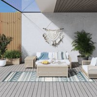 Outdoor-Teppich,Außenteppich Für Terrasse Und Balkon,Küchenteppich Aquablau und Weiß 80x250 cm Beidseitig Nutzbar VESS489030 Maisonchic von MAISONCHIC