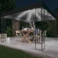 Maisonchic - Pavillon Familienzelt Zelt für Camping/Markt/Festival Gartenpavillon mit LED-Lichterkette 3x3 m Anthrazit Stoff XDGN881918 von MAISONCHIC