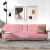 Maisonchic - Schlafsofa,Wohnzimmersofa,Schlafcouch,Bettsofa mit Getränkehaltern Rosa Samt FUCIA27096 von MAISONCHIC