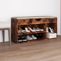 Schuhbank,Sitzbank,Schuhregal mit Kissen Räuchereiche 104x30x49 cm Holzwerkstoff CIW24965 Maisonchic von MAISONCHIC