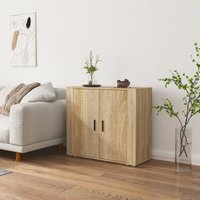 Sideboard Kommode für Wohnzimmer - Schrank Anrichte Sonoma-Eiche 80x33x70 cm Holzwerkstoff -FV16226 von BONNEVIE