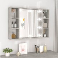 Maisonchic - Spiegelschrank mit LED,Bad Hängeschrank,Wandschrank Betongrau 76x15x55 cm CCA234170 von MAISONCHIC