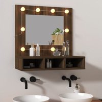Spiegelschrank mit LED,Bad Hängeschrank,Wandschrank Braun Eiche-Optik 60x31,5x62 cm CCA364707 Maisonchic von MAISONCHIC