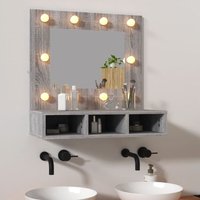 Spiegelschrank mit LED,Bad Hängeschrank,Wandschrank Grau Sonoma 60x31,5x62 cm CCA680829 Maisonchic von MAISONCHIC