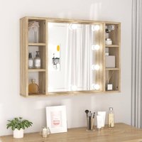 Spiegelschrank mit led, Badschrank mit Spiegel, Badezimmerschrank Sonoma-Eiche 76x15x55 cm KLI55366 Maisonchic von MAISONCHIC