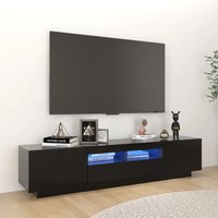 TV-Lowboard für Wohnzimmer tv Schrank TV-Möbel mit LED-Leuchten Schwarz 180x35x40 cm DE40290 von MAISONCHIC