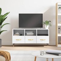 Moderne TV-Möbel, TV-Lowboard TV-Schrank für das Wohnzimmer Weiß 102x36x50 cm Holzwerkstoff -FV19138 - Weiß von BONNEVIE