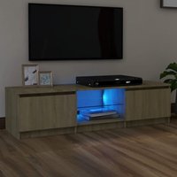 TV-Schrank TV-Lowboard Fernsehschrank mit LED-Leuchten Sonoma-Eiche 140x40x35,5 cm BRYJ793798 Maisonchic von MAISONCHIC