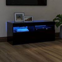 Maisonchic - TV-Schrank mit LED-Leuchten, TV-Lowboard, Fernsehschrank mit Moderner Stil Schwarz 90x35x40 cm NMKS64086 von MAISONCHIC