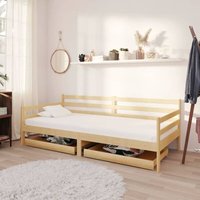 Tagesbett mit Schubladen, Einzelbett, Gästebetten, Bettrahmen, Jugendbett 90x200 cm Massivholz Kiefer LLLA962064 Maisonchic von MAISONCHIC