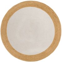 Maisonchic - Teppich,Wohnzimmer Teppiche,Fußmatte Geflochten Weiß & Natur 120 cm Jute & Baumwolle Rund VESS713873 von MAISONCHIC