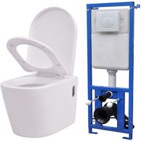 Maisonchic - Wand-Hänge-Toilette,Wand-WC,Hänge-Toilette mit Einbau-Spülkasten Keramik Weiß FSW27284 von MAISONCHIC