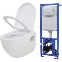Maisonchic - Wand-Hänge-Toilette,Wand-WC,Hänge-Toilette mit Einbau-Spülkasten Keramik Weiß FSW53203 von MAISONCHIC
