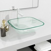 Maisonchic - Waschbecken, Aufsatzwaschbecken, Waschschale,Waschtisch Spülbecken Premium Glas 42x42x14 cm Transparent JSHD222953 von MAISONCHIC