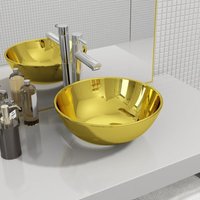 Waschbecken,Handwaschbecken,Waschtisch 28 x 10 cm Keramik Golden JDVN717844 Maisonchic von MAISONCHIC