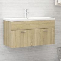 Waschtischunterschrank Waschbeckenunterschrank - Badschrank Badmöbel Sonoma-Eiche 90x38,5x46cm Holzwerkstoff -BNC75886 von BONNEVIE