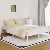 Massivholzbett Doppelbett Bett für Schlafzimmer Kiefer 140x200 cm Weiß DE90529 von MAISONCHIC