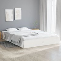 Massivholzbett Doppelbett Bett für Schlafzimmer Weiß 120x200 cm DE62567 von MAISONCHIC