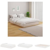 Massivholzbett Doppelbett Bett für Schlafzimmer Weiß 135x190 cm 4FT6 Double DE65204 von MAISONCHIC