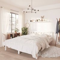 Massivholzbett Doppelbett Bett für Schlafzimmer Weiß Kiefer 140x200 cm DE48637 von MAISONCHIC