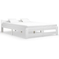 Massivholzbett Doppelbett Bett für Schlafzimmer Weiß Kiefer 140x200 cm DE52636 von MAISONCHIC