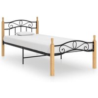 Maisonchic - Massivholzbett Einzelbett Bett für Schlafzimmer Schwarz Metall und Eiche 100x200 cm DE99665 - Schwarz von MAISONCHIC