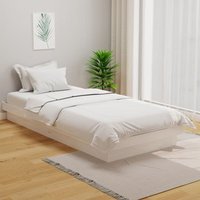Massivholzbett Einzelbett Bett für Schlafzimmer Weiß 100x200 cm DE83748 von MAISONCHIC