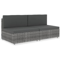 Modulares 2-Sitzer-Sofa Gartensofa Loungesofa Sitzgruppe Poly Rattan Grau DE96268 von MAISONCHIC