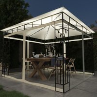 Pavillon Familienzelt Zelt für Camping/Markt/Festival Gartenpavillon mit Moskitonetz & LED-Lichterkette 3x3x2,73m Cremeweiß XDGN926101 Maisonchic von MAISONCHIC